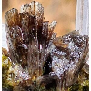 Axinite crystals, crystal cluster, raw crystal cluster, crystal matrix